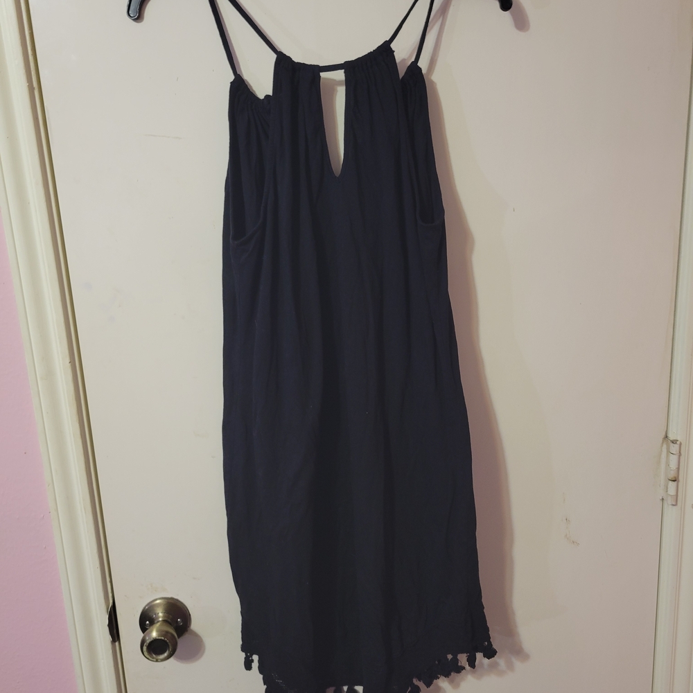 Elegant Black Dress with Tassel Detail